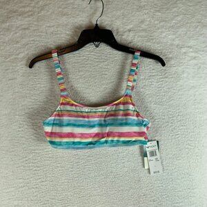 Roxy Women's Island In The Sun Stripe Bralette Bikini Swim Top Size L NWT 9922‎